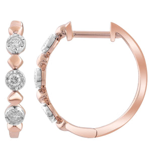 Ice Jewellery Hoop Earrings with 0.10ct Diamonds in 9K Rose Gold | Ice Jewellery Australia