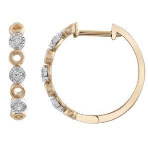 Ice Jewellery Hoop Earrings with 0.10ct Diamonds in 9K Yellow Gold | Ice Jewellery Australia