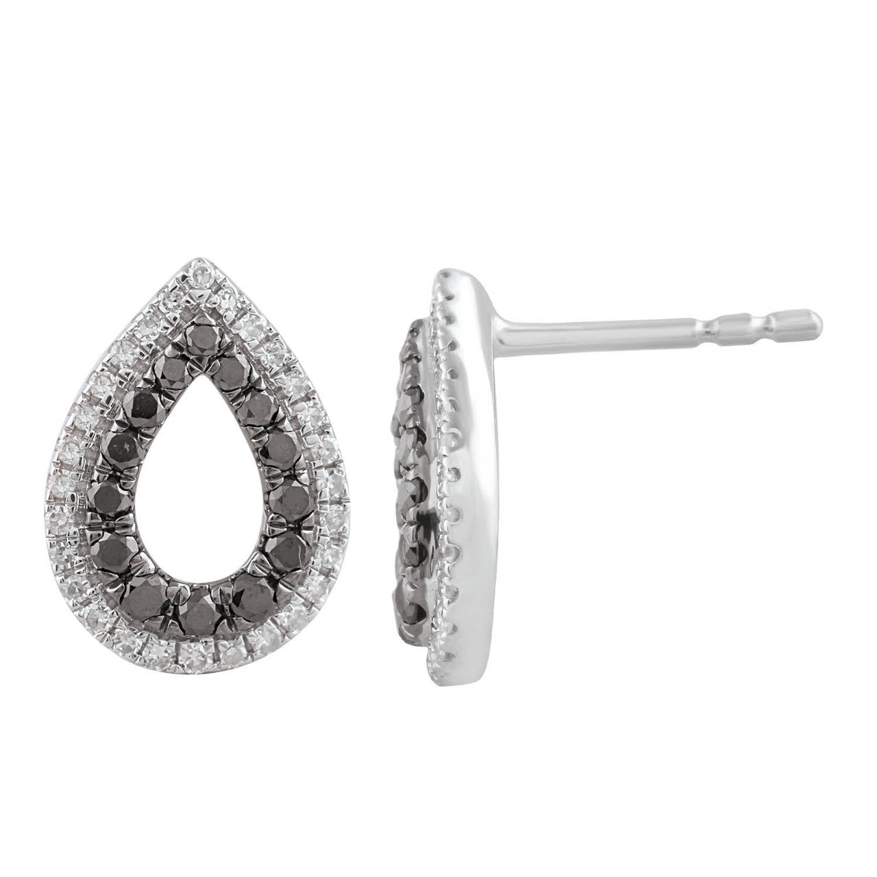 Ice Jewellery Black & White Diamond Earrings with 0.40ct Diamonds in 9K White Gold | Ice Jewellery Australia