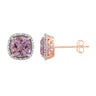 Ice Jewellery Pink Amethyst Earrings with 0.10ct Diamonds in 9K Rose Gold | Ice Jewellery Australia