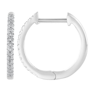 Ice Jewellery Huggie Earrings with 0.08ct Diamonds in 9K White Gold | Ice Jewellery Australia