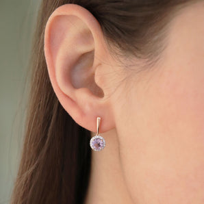 Ice Jewellery Diamond Pink Amethyst Earrings with 0.12ct Diamonds in 9K Rose Gold - E-16436PI-012-R | Ice Jewellery Australia