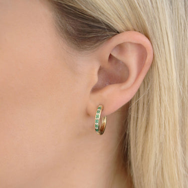 Ice Jewellery Diamond Emerald Earrings with 0.10ct Diamonds in 9K Yellow Gold - E-16484EM-012-Y | Ice Jewellery Australia