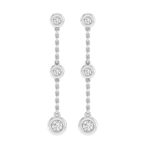 Ice Jewellery Diamond Chain Earrings with 0.25ct Diamonds in 9K White Gold - E-16613-025-W | Ice Jewellery Australia