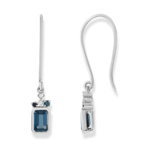 Diamond and Blue Topaz Earring & Ring Set
