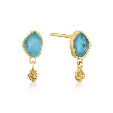 Ania Haie Mineral Turquoise Drop Stud Gold Earrings - E014-01G | Ice Jewellery Australia