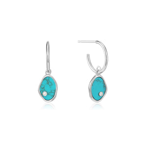 Ania Haie Silver Tidal Turquoise Mini Hoop Earrings | Ice Jewellery Australia