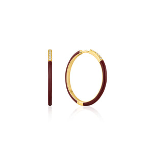 Ania Haie Claret Red Enamel Gold Sparkle Hoop Earrings - E031-03G-R | Ice Jewellery Australia