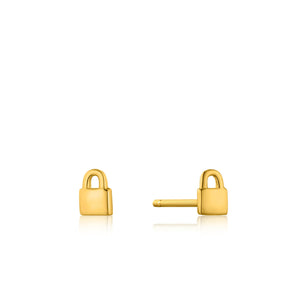 Ania Haie Gold Padlock Stud Earrings - E032-99G | Ice Jewellery Australia