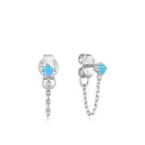 Ania Haie Turquoise Chain Drop Silver Stud Earrings - E033-03H | Ice Jewellery Australia