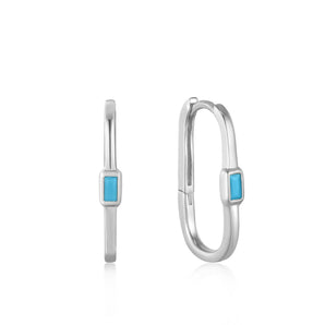Ania Haie Turquoise Oval Silver Hoop Earrings - E033-05H | Ice Jewellery Australia