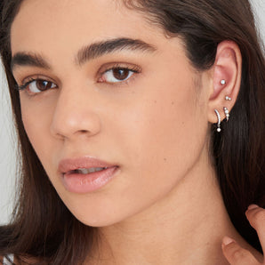 Ania Haie Silver Sparkle Kyoto Opal Drop Huggie Hoop Earrings - E034-04H | Ice Jewellery Australia