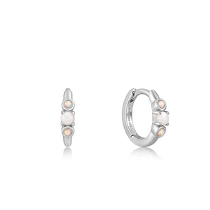 Ania Haie Silver Mother of Pearl and Kyoto Opal Huggie Hoop Earrings - E034-03H | Ice Jewellery Australia