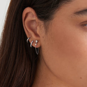 Ania Haie Silver Sparkle Huggie Hoop Earrings - E035-17H | Ice Jewellery Australia
