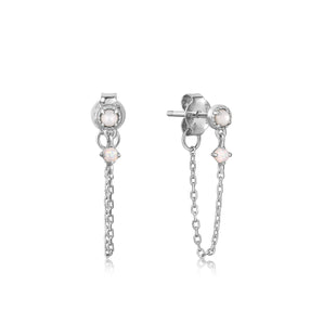 Ania Haie Silver Mother of Pearl and Kyoto Opal Chain Drop Stud Earrings - E034-07H | Ice Jewellery Australia