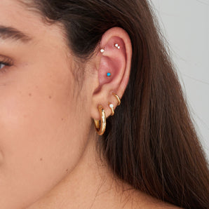 Ania Haie Gold Turquoise Cabochon Barbell Single Earring - E035-13G | Ice Jewellery Australia