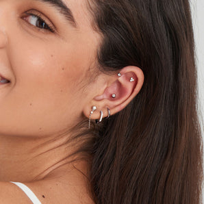 Ania Haie Silver Sparkle Bezel Barbell Single Earring - E035-06H | Ice Jewellery Australia