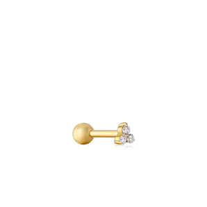 Ania Haie Gold Trio Sparkle Barbell Single Earring - E035-08G | Ice Jewellery Australia