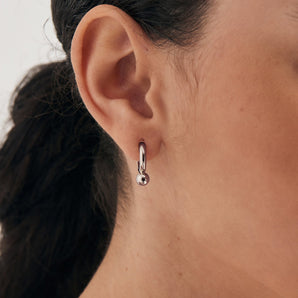 Silver Drop Huggie Hoop Earrings | The Jewellery Boutique