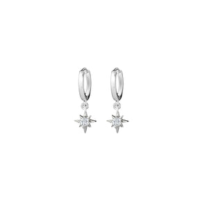 Ice Jewellery Sterling Silver Huggie Earring with Cubic Zirconia Star Charm - E963S | Ice Jewellery Australia