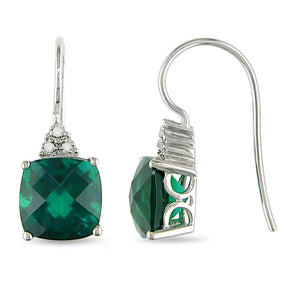 Ice Jewellery 5 3/8 Carat Created Emerald & Diamond Hook Earrings in 10K White Gold - 7500081139 | Ice Jewellery Australia