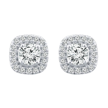 Ice Jewellery Halo Stud Earrings with 0.50ct Diamonds in 9K White Gold - EF-5970-W | Ice Jewellery Australia