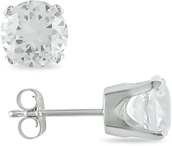 Ice Jewellery 2 3/5 Carat Created Round White Sapphire Solitaire Earrings in 10K White Gold - 7500081397 | Ice Jewellery Australia