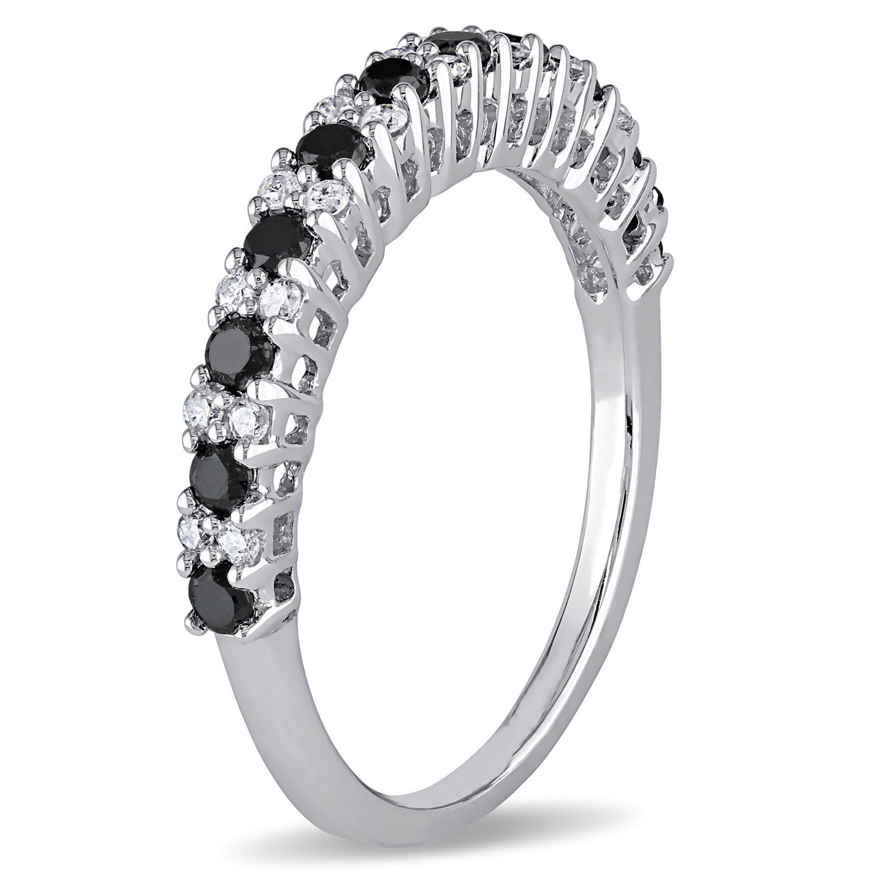 Ice Jewellery 1/2 CT Black and White Diamond TW Eternity Ring 10k White Gold- 7500043788 | Ice Jewellery Australia