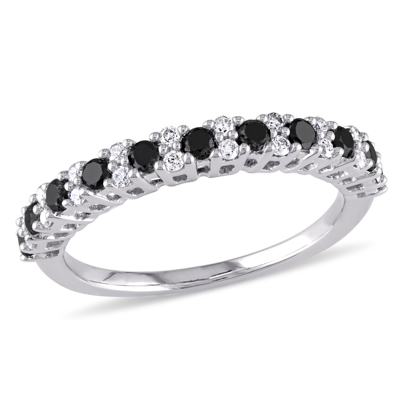Ice Jewellery 1/2 CT Black and White Diamond TW Eternity Ring 10k White Gold- 7500043788 | Ice Jewellery Australia