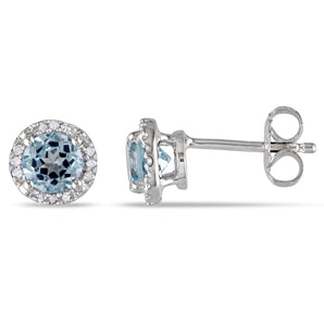 Ice Jewellery 0.07 Carat Diamond & 1.06 Carat Sky Blue Topaz Ear Pin Earrings in Sterling Silver - 7500975017 | Ice Jewellery Australia