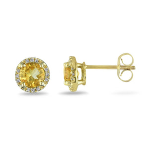 Ice Jewellery 7/8 Carat Citrine & Diamond 0.07 Carat in 10K Yellow Gold Stud Earrings - 7500081356 | Ice Jewellery Australia