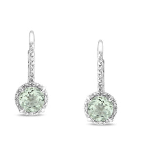 Ice Jewellery 1 2/5 Carat Green Amethyst & 0.06 Carat Diamond Earrings in Sterling Silver - 7500975013 | Ice Jewellery Australia