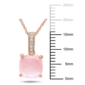 Ice Jewellery 1 1/3 Carat Pink Opal and Diamond 10K Pink Gold Pendant with Chain - 7500701475 | Ice Jewellery Australia