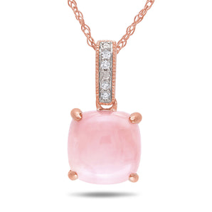 Ice Jewellery 1 1/3 Carat Pink Opal and Diamond 10K Pink Gold Pendant with Chain - 7500701475 | Ice Jewellery Australia