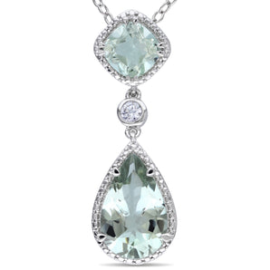 Ice Jewellery 5 Carat Green Amethyst & Created White Sapphire Pendant in Sterling Silver - 7500975046 | Ice Jewellery Australia