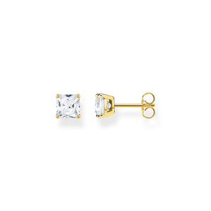 THOMAS SABO Gold Ear Studs with White Stone | Ice Jewellery Australia