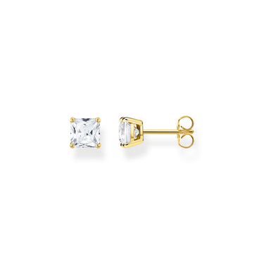 THOMAS SABO Gold Ear Studs with White Stone | Ice Jewellery Australia