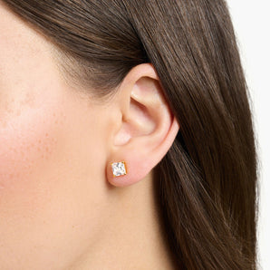 THOMAS SABO Gold Ear Studs with White Stone | Ice Jewellery Australia