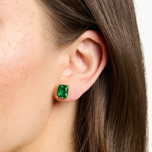 Ear Studs Green Stone Gold | Ice Jewellery Australia