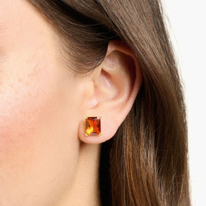 Ear Studs Orange Stone Gold | Ice Jewellery Australia