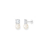 Ear Studs PEarl with White Stone Silver | Ice Jewellery Australia