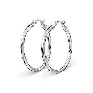 Ice Jewellery Sterling Silver Twist Hoop Earrings 20mm - HE132S-20mm | Ice Jewellery Australia