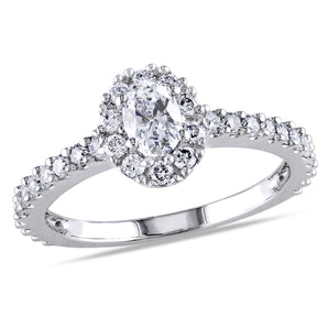 Ice Jewellery 1 CT Oval and Round Diamonds TW Halo Ring in 14k White Gold - 75000004127 | Ice Jewellery Australia