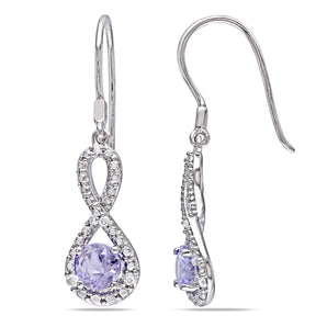 Ice Jewellery 1 CT TW Tanzanite And 1/10 CT TW Diamond Infinity Earrings In Rose Plated Sterling Silver - 75000000591 | Ice Jewellery Australia