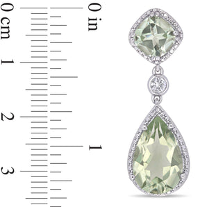 Ice Jewellery 10 CT TW Green Amethyst And Created White Sapphire Teardrop Earrings In Sterling Silver - 75000005894 | Ice Jewellery Australia