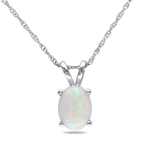 Ice Jewellery 4/5 CT TW Opal Fashion Pendant With Chain in 10K White Gold - 75000003200 | Ice Jewellery Australia