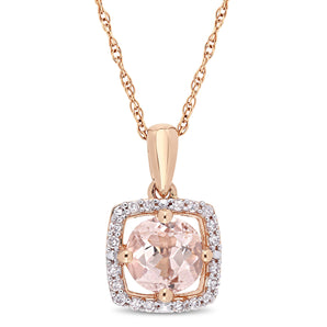 Ice Jewellery 1/10 CT Diamond TW & 4/5 CT TGW Morganite Pendant With Chain 10k Pink Gold GH I2;I3 - 75000004078 | Ice Jewellery Australia