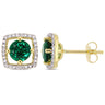Ice Jewellery 0.07 CT Diamond TW & 1 CT TGW Created Emerald Ear Pin Earrings 10k Yellow Gold GH I2;I3 - 75000004064 | Ice Jewellery Australia