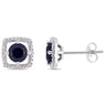 Ice Jewellery 0.07 CT Diamond TW & 1 1/6 CT TGW Created Blue Sapphire Ear Pin Earrings 10k White Gold GH I2;I3 - 75000004069 | Ice Jewellery Australia