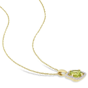Ice Jewellery 1/10 CT Diamond TW & 7/8 CT TGW Peridot Pendant With Chain 10k Yellow Gold GH I2;I3 - 75000004073 | Ice Jewellery Australia